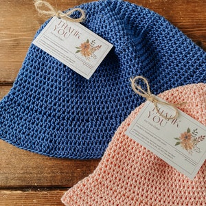 CUSTOM Solid Colour Crochet Bucket Hat 100% Cotton 4 Sizes image 2