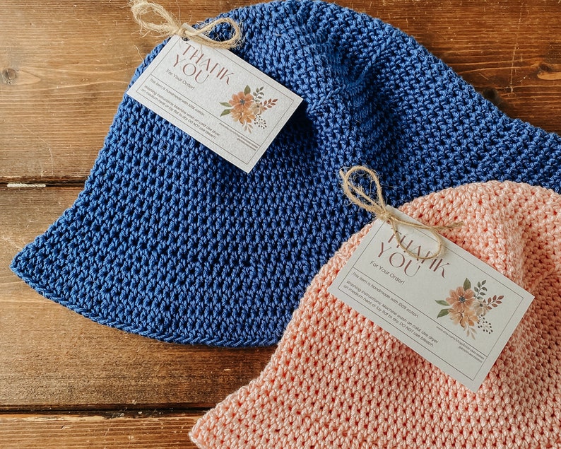 CUSTOM Solid Colour Crochet Bucket Hat 100% Cotton 4 Sizes image 2