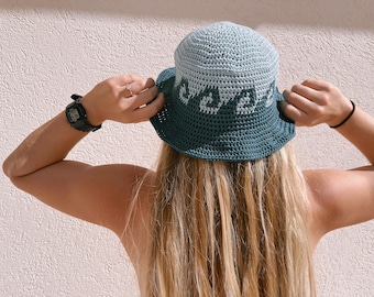 Agua Bucket Hat Crochet Pattern - Crochet Sun Hat - Crochet PDF Pattern - Crochet Wave Bucket Hat Pattern