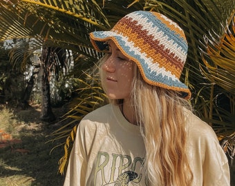 Crochet Bucket Hat - 100% Cotton Bucket Hat - Summer Bucket Hat - Sun Hat - Boho Hippie Bucket Hat