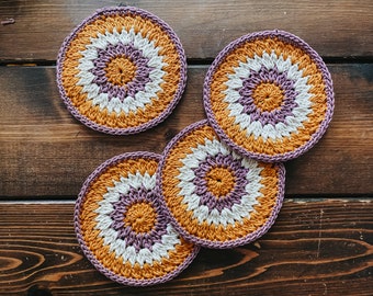 Crochet Coffee Coaster Pattern - Sunburst Coffee Coaster Crochet Pattern - Coffee Coaster Crochet Pattern - Easy Crochet Pattern