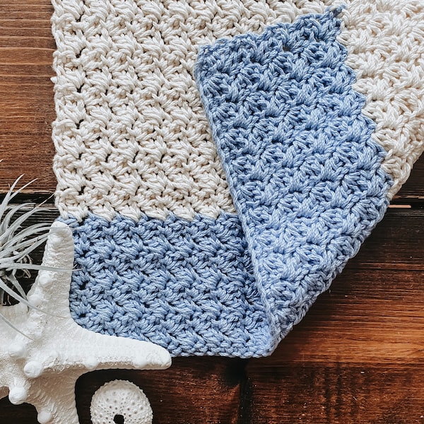 The Ocean Wash Cloth Crochet Pattern - Towel Crochet Pattern - Wash Cloth Pattern - Easy and Quick Crochet Pattern - Crochet with Cotton