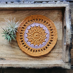 Crochet Placemat - Crochet Pattern - Crochet Table Mat - Crochet Coaster - Crochet Boho Placemat - Crochet Mandala - Crochet Home Decor