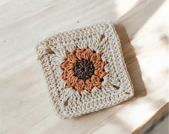 Simple Sunflower Granny Square Crochet PDF Pattern - Crochet Sunflower - Granny Square Pattern - Crochet Flower Pattern - Cute Crochet