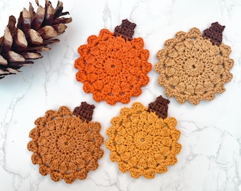 Posavasos de calabaza a crochet - Patrón de crochet - Patrón de calabaza a crochet - Otoño a crochet - Halloween a crochet - Calabaza a crochet