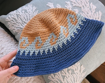 North-Shore Bucket Hat Crochet Pattern - Crochet Sun Hat - Crochet PDF Pattern - Crochet Wave Bucket Hat Pattern