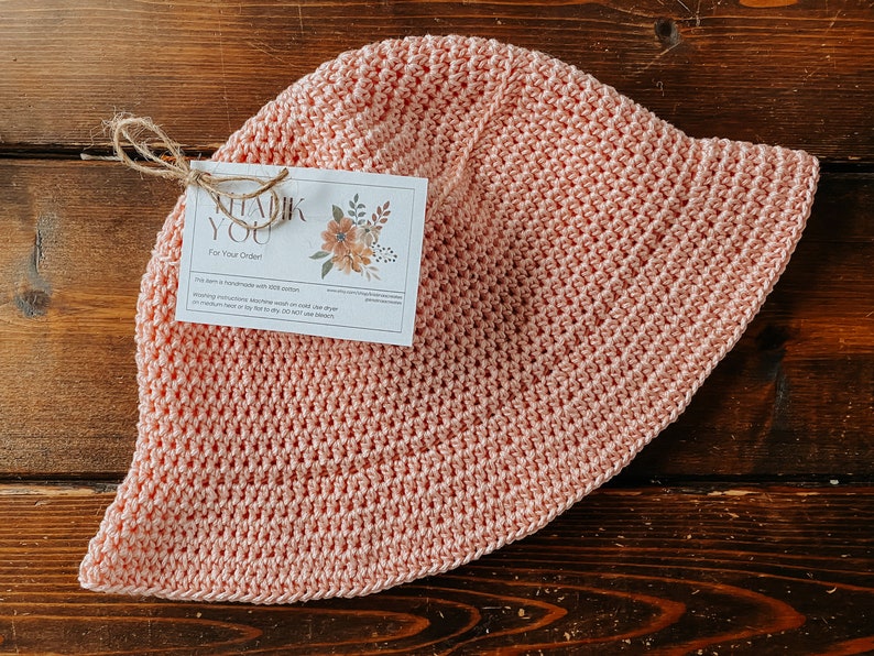 CUSTOM Solid Colour Crochet Bucket Hat 100% Cotton 4 Sizes image 4