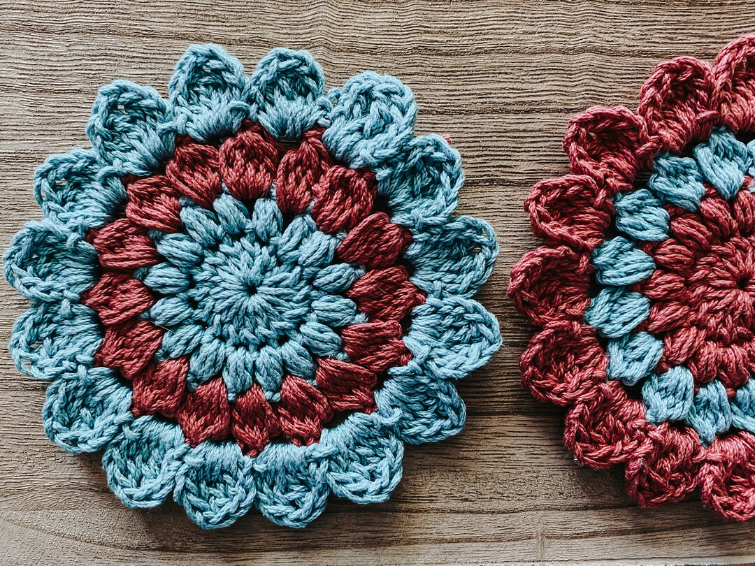 Crochet Flower Coaster Crochet Coffee Coaster Crochet Etsy