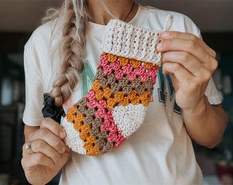 Crochet Pattern - Mini Boho Christmas Stocking - Crochet Christmas Pattern - Crochet Stocking Pattern - Crochet for Christmas