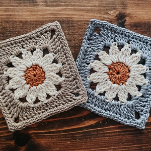 Patrón de crochet para el cuadrado de la abuela - Patrón de crochet para el cuadrado de la abuela - Patrón de flor de crochet - Patrón de margarita de crochet - PDF