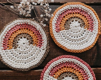 Rainbow Coffee Coaster Crochet Pattern - Rainbow Crochet Pattern - Easy Crochet Pattern - Summer Crochet - Crochet Rainbow - Crochet Coaster