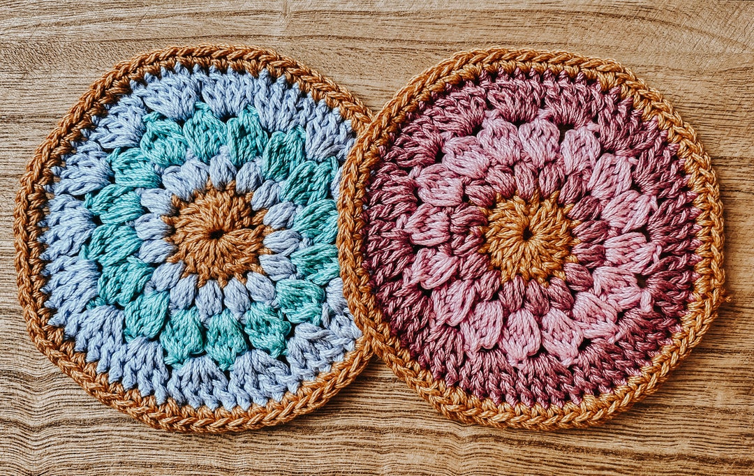 Boho Coffee Coaster Crochet Pattern Crochet Coffee Coaster Sunflower