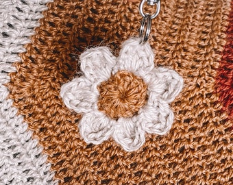 Porte-clés fleur au crochet - Motif marguerite - Porte-clés au crochet PDF - Porte-clés fleur au crochet - Porte-clés fleurs