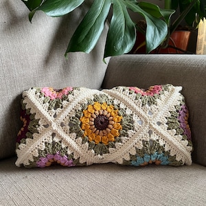 Patrón de crochet para almohada de girasol - Patrón de crochet para almohada Minin - Almohada decorativa de crochet - Patrón de girasol de crochet - Almohada de crochet