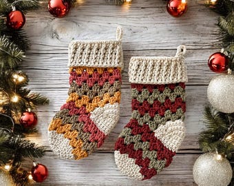 Crochet Pattern - Mini Boho Christmas Stocking - Crochet Christmas Pattern - Crochet Stocking Pattern - Crochet for Christmas