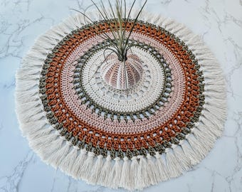 Crochet Placemat - Crochet Home Decor - Crochet Table Mat - Crochet Coaster - Crochet Boho Placemat - Crochet Mandala - Crochet Lamp Mat