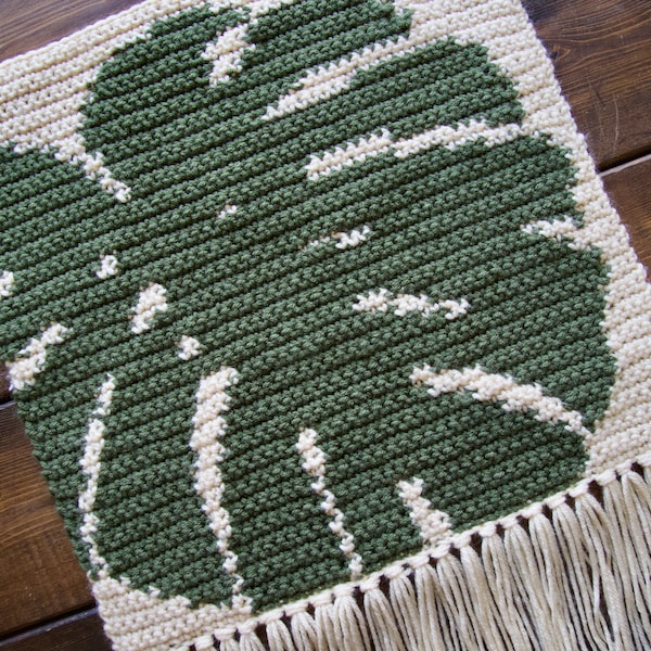 Crochet Pattern - Monstera Leaf Tapestry/Wall Hanging | Instant Download Crochet Pattern PDF