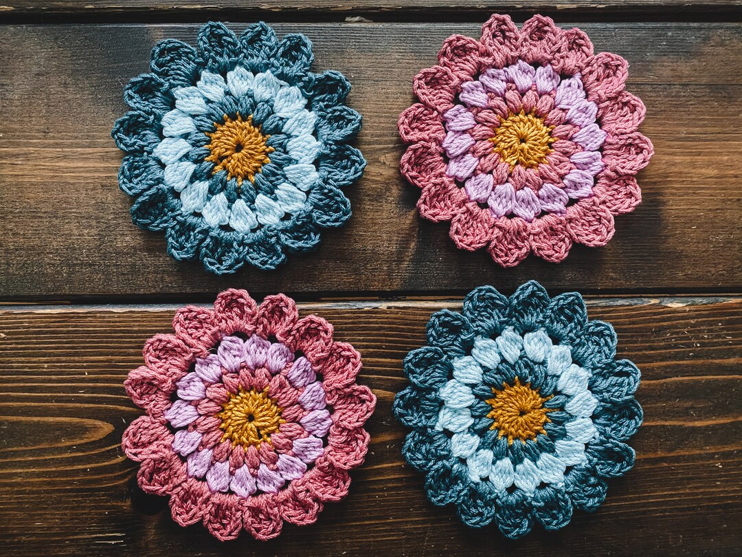 Crochet Flower Coaster Pattern Crochet Coffee Coaster Crochet Daisy