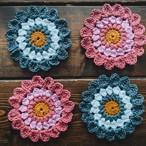 Crochet Flower Coaster Pattern - Crochet Coffee Coaster - Crochet Daisy - Crochet Daisy Coffee Coaster - Crochet Coaster - Easy Crochet