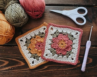 Daisy Puff Granny Square Crochet Pattern - Easy Crochet Pattern - Granny Square Pattern - Crochet Flower - Crochet Daisy Pattern