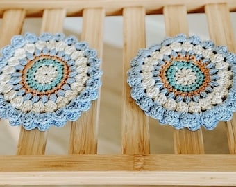 Patrón de flor de dalia a crochet Posavasos de crochet