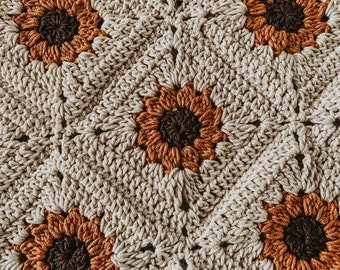 Simple Sunflower Granny Square Crochet PDF Pattern - Crochet Sunflower - Granny Square Pattern - Crochet Flower Pattern - Cute Crochet