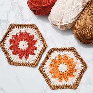 Hexagon Granny Square Crochet Pattern - Crochet Hexagon - Granny Square Pattern - Crochet Flower Pattern - Crochet Flower Square - PDF