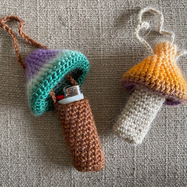 Crochet Mushroom Lighter Holder Pattern - Crochet Mushroom Holder - Crochet Mushroom Pattern - Small Crochet Items - Easy Crochet Mushroomm
