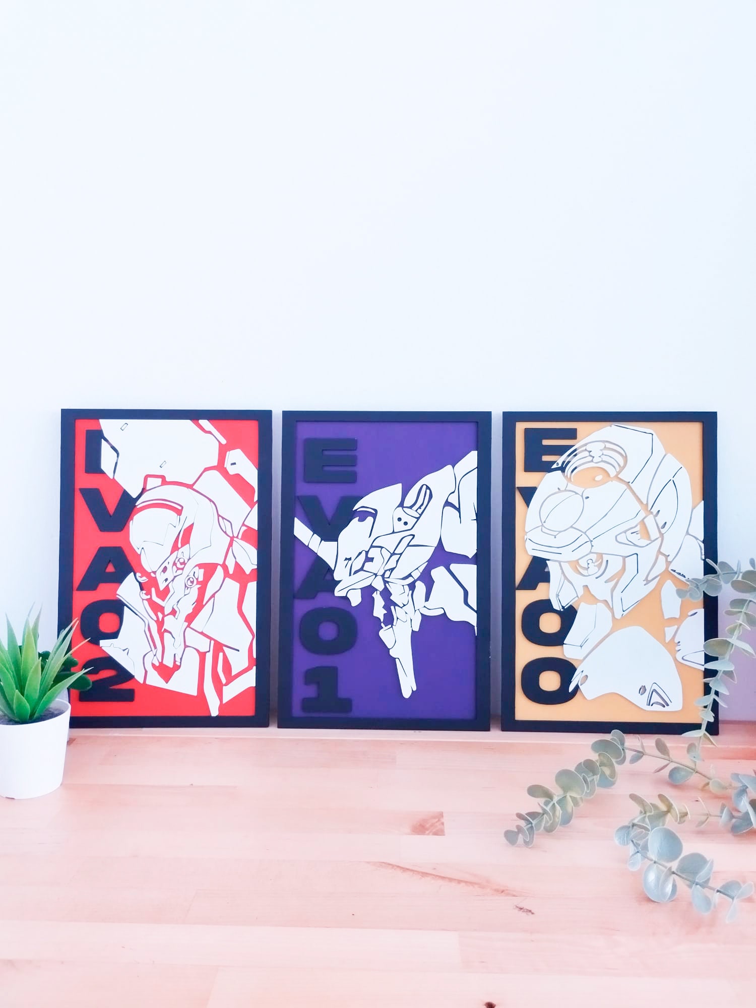 イタリアで購入 エヴァ アートフレーム Neon Genesis Evangelion Wood Frame // Evangelion Laser Cut