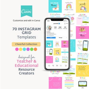 Griglia dei quadrati di Instagram Post Modelli Canva Social media TPT e venditori Etsy Insegnanti di affari Scuola a domicilio Teacherpreneurs Edupreneurs