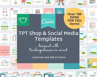 TPT Shop Instagram Social Media Engagement Post Graphic Canva Template for Teacherpreneur Teacher Pay Teacher Sellers Business Product Cover