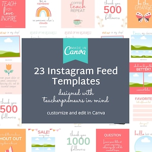 Instagram Squares Post Canva Templates for Teacherpreneurs Social Media Teachers Pay Teachers Sellers TPT Business Done for You Graphics