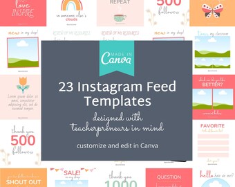 Instagram Post Templates for Teacherpreneurs, Canva Social Media Graphics (Digital Download)