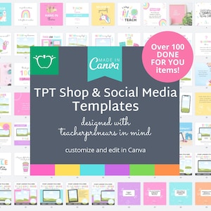 TPT Shop Instagram Social Media Engagement Post Graphics Done For You Canva Template for Teacherpreneur Teacher Pay Teacher Sellers Business
