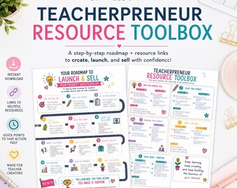 Teacherpreneur Roadmap: Launch & Sell Teacher Digital Products (Printable Business Planner)