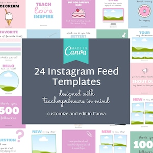 Instagram Squares Post Canva Templates for Teacherpreneurs Social Media Teachers Pay Teachers Sellers TPT Business Done for You Graphics