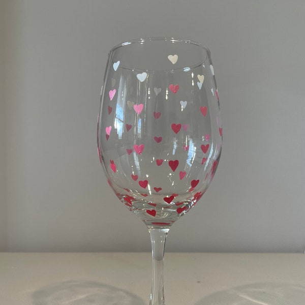 Hand-Painted Hearts Wine Glass
