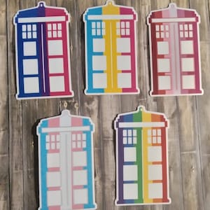Pride Inspired Tardis Stickers Genderfluid Genderqueer Lesbian Bisexual Asexual Nonbinary Trans Pansexual Phone Box