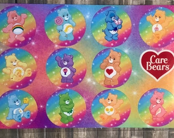 Care Bear Rainbow Sticker Sheet Waterproof Share Good Luck Tenderheart Funshine Friend Cheer Lov-a-lot Grumpy Birthday Rainbow