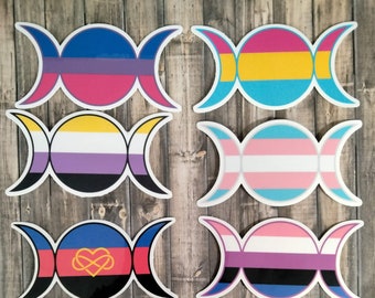 Triple Goddess Pride Inspired Stickers Genderfluid Genderqueer Lesbian Bisexual Asexual Nonbinary Trans Pansexual Poly Aromantic