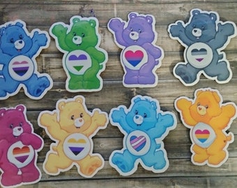 Alternative Care Bear Pride Inspired Stickers Genderfluid Genderqueer Lesbian Bisexual Asexual Nonbinary Trans Pansexual