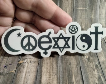 Coexist Waterproof Sticker Religious Tolerance