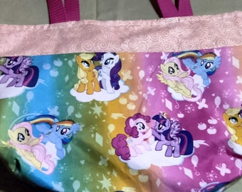 Reversible Little Pony Cotton Tote Bag Rainbow Fluttershy Rarity Applejack