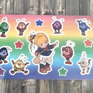 Vintage Rnbw Brite Waterproof Sticker Sheet With Sprites