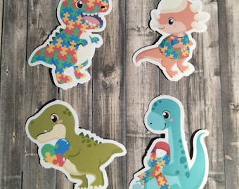 Autism Dinosaur Set of 4 Waterproof Autism Awareness