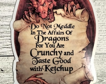 Dragon Warning Sticker Crunchy Ketchup Funny Waterproof