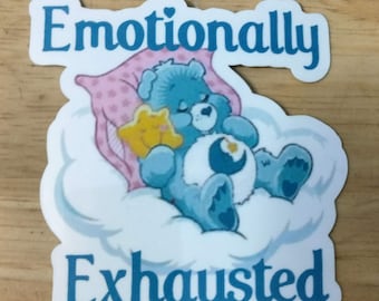 Bed Time Care Bear Emotionally Exhausted Waterproof Sticker