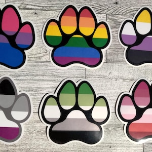 Pride Paws Pride Waterproof Cute Sticker LGBTQIA+ Trans Bi Lesbian Gay Pan Dogs Pets