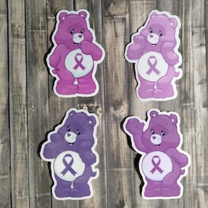 Awareness Inspired Care Bear Waterproof Sticker Orchid Purple Violet Lavender Ribbon