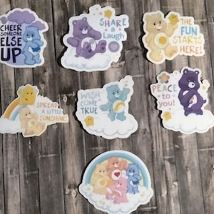 Care Bears Sticker Pack 7 Stickers Waterproof Grumpy Funshine Wish Tender Heart